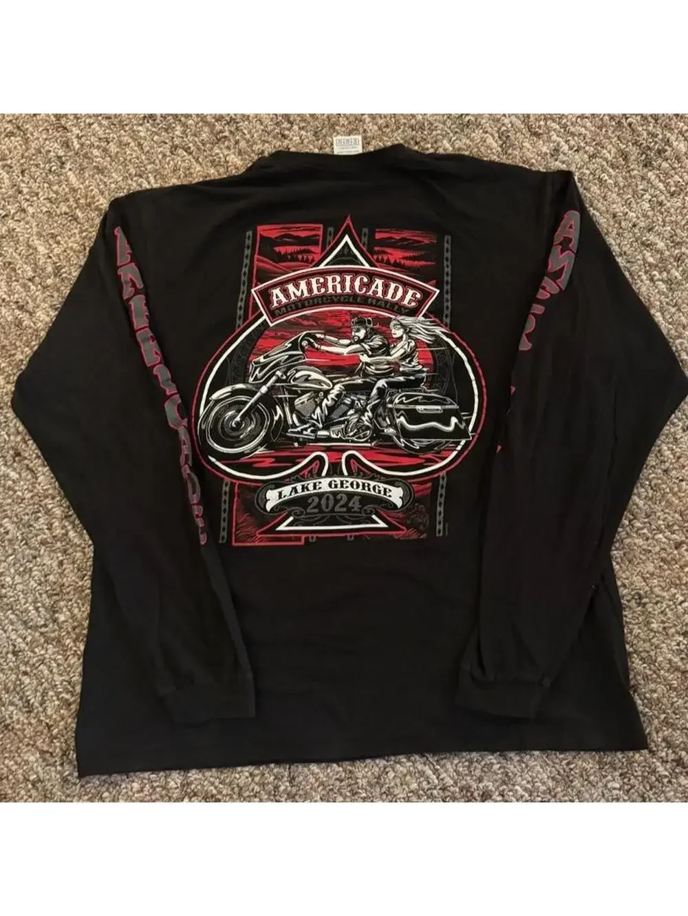 Lake George Motorcycle Americade Long Sleeve Graphic T-Shirt Size Extra Large